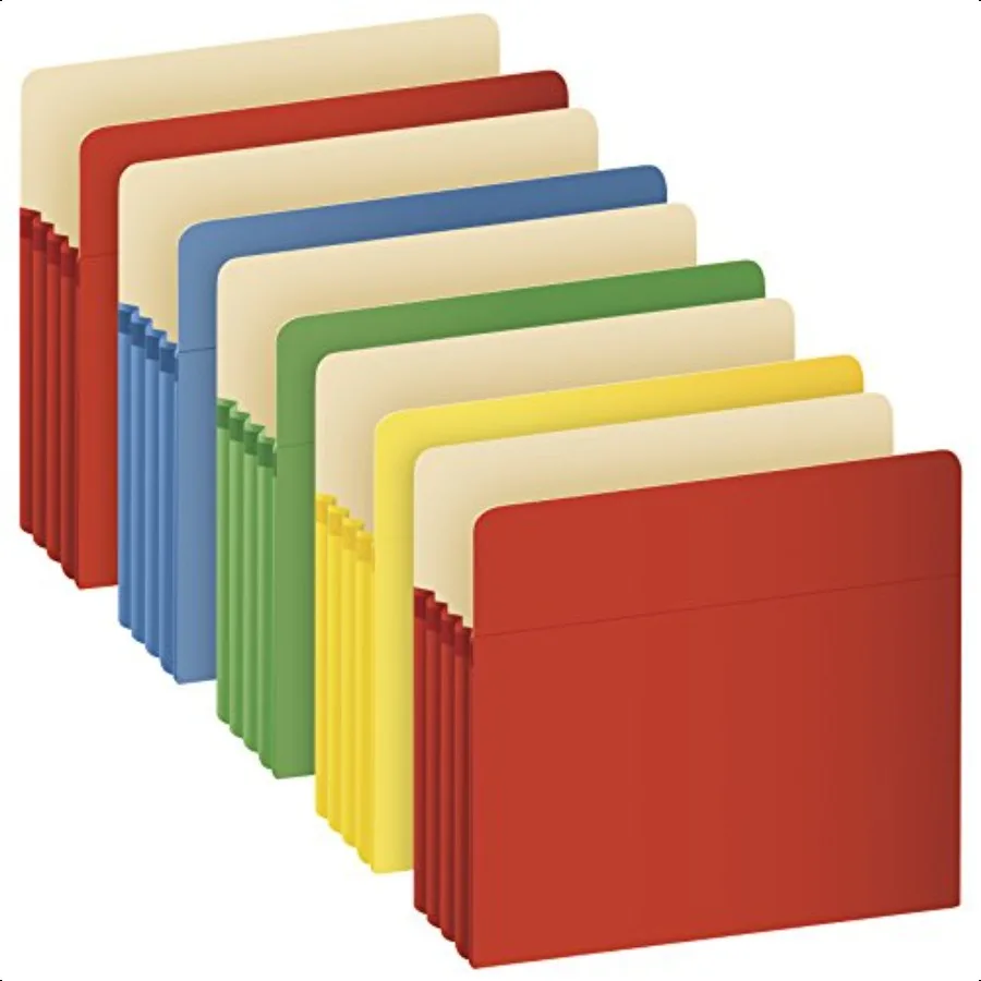 

GlobeWeis Colored File Pockets Letter Size 3.5 Inch Expansion Assorted Colors 5 Pockets per Pack 1524E5 ASST