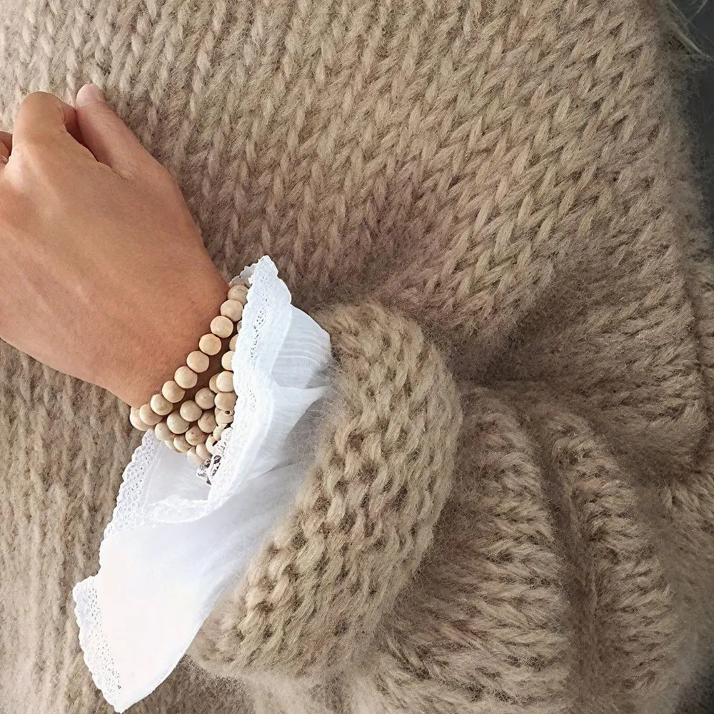 

Свитер с длинными рукавами и круглым вырезом в деловом стиле, облегающий дизайн, прямые рукава-трубы, украшение не требуется