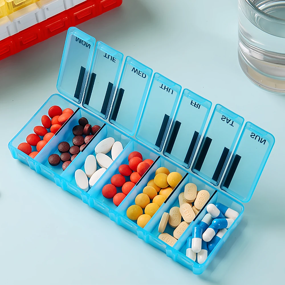 

1PCS Daily Weekly Pill Organizer, 7 Day Medicine Pill Organizers, Pill Box 7 Day for Large Vitamin Supplements, Medicine Case