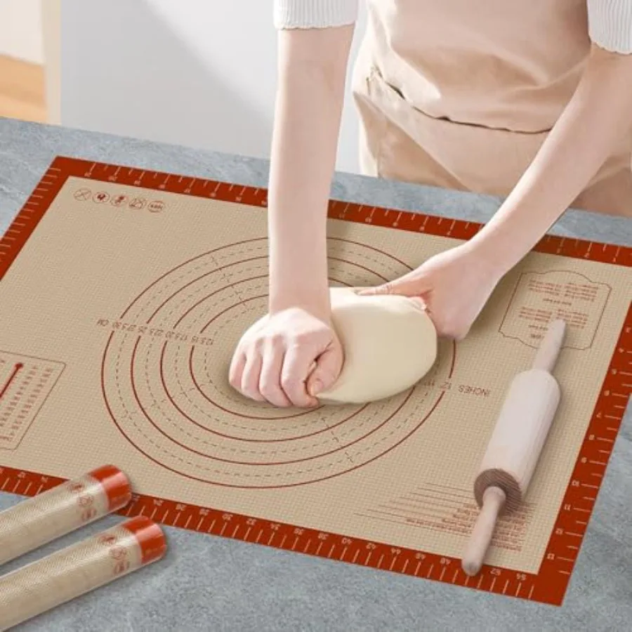 Premium Silicone Baking Mat, 24" x 16" Extra Thick Pastry Rolling and Sourdough Mat with Measurement Guides, Non-Stick Baking S
