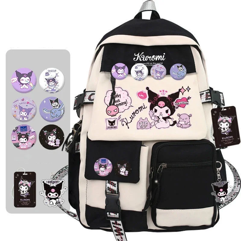 New Sanrio Kuromi Fashion Backpack Girl Harajuku Large Capacity Shoulder Bags Women School Students Bags Sanrio Cartoon Bag