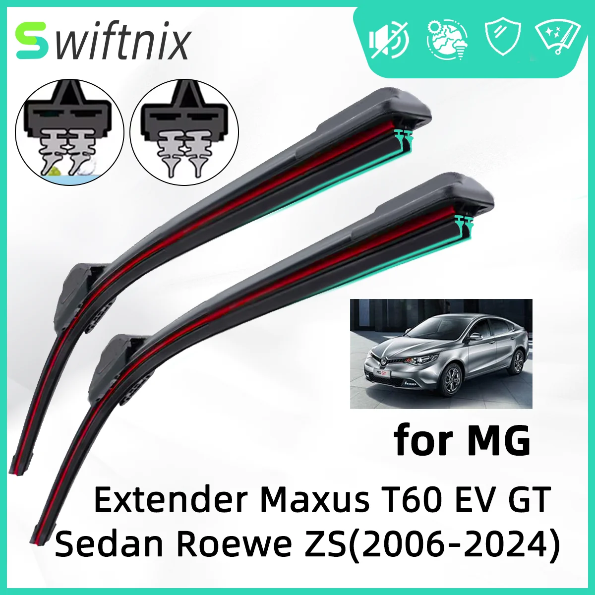 Double Rubber Car Wiper for MG Extender Maxus T70 GT Sedan Roewe 350 ZS Front Wiper Blades Brushes Cutter Accessories Windscreen