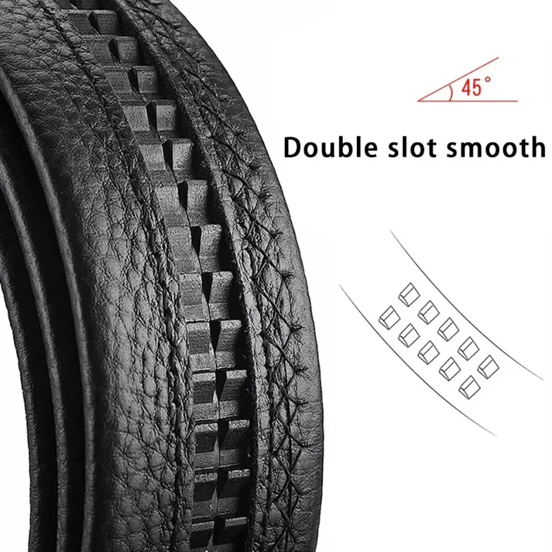 2 قطعة أسود لينة بولي Leather جلد الرجال أحزمة الجسم لا مشبك الأشرطة ل التلقائي مشبك حزام رجالي دون مشبك 3.5 سنتيمتر/1.37 بوصة العرض #2