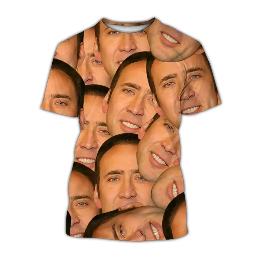 Fashion Cage Face T-shirt Funny 3D Nicolas Kim Coppola Graphic T Shirts for Men Tops Tee Shirts Unisex Women Casual Short Sleeve