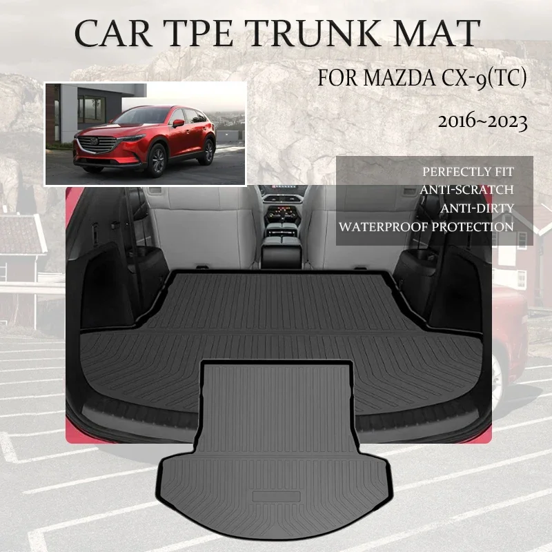 

TPE Car Boot Trunk Mats For Mazda CX-9 CX9 CX 9 TC MK2 2016~2023 Waterproof Rear Trunk Mats Carpet Storage Pads Auto Accessories