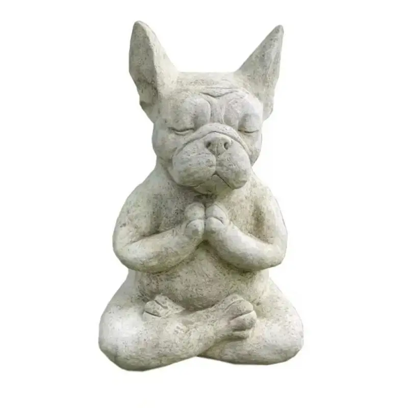 Resina Bulldog Escultura, Yoga Pose, Resistente Estátua Do Cão, Impermeável, Meditação, Decoração Do Jardim