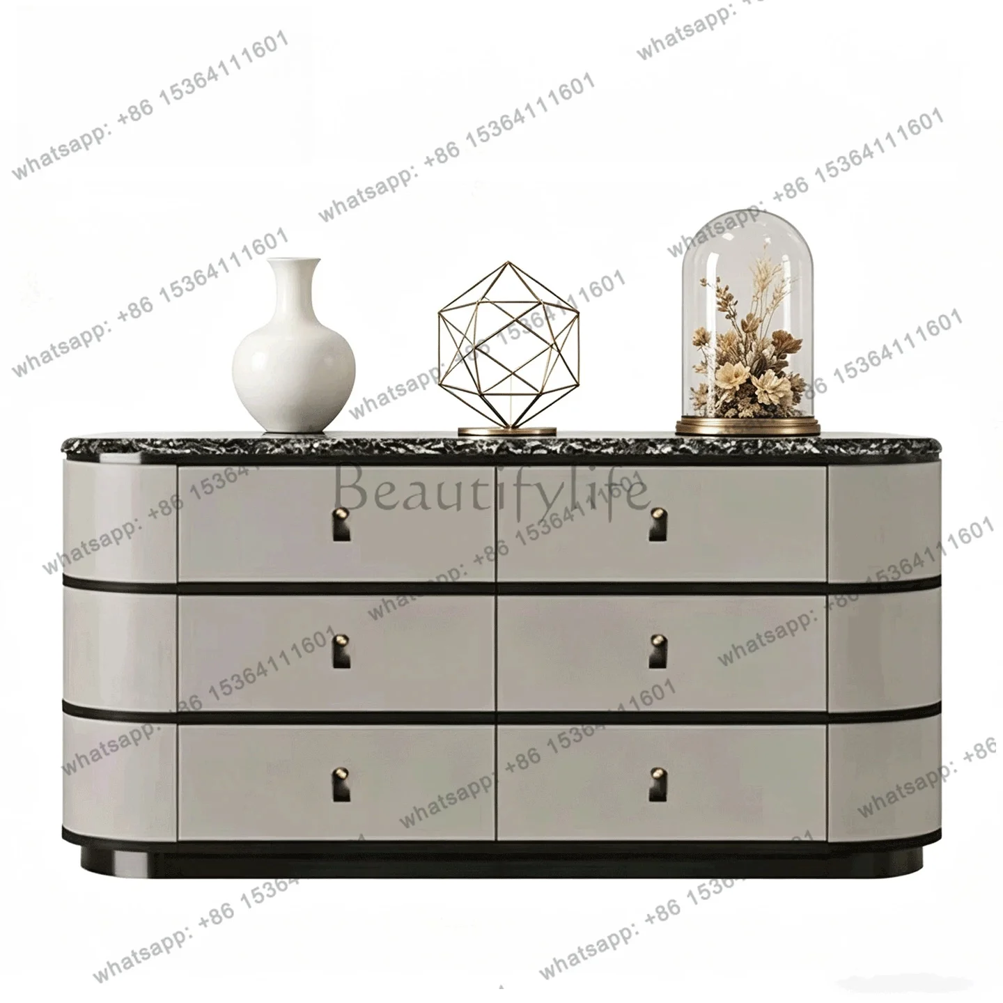 Italian light luxury stone dining side cabinet living room modern simple entrance bedroom bedside storage six chest cabinet
