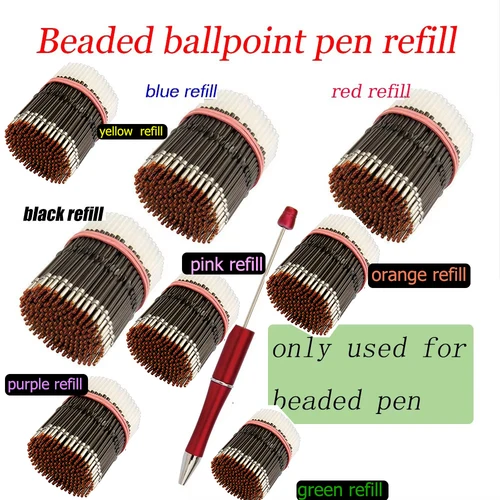 Imagen 1 del producto 200 recambios de bolígrafo con cuentas, recambio de bolígrafo con cuentas, tinta negra, azul y roja para bolígrafo de escritura con cuentas, suministros de papelería para escuela y oficina