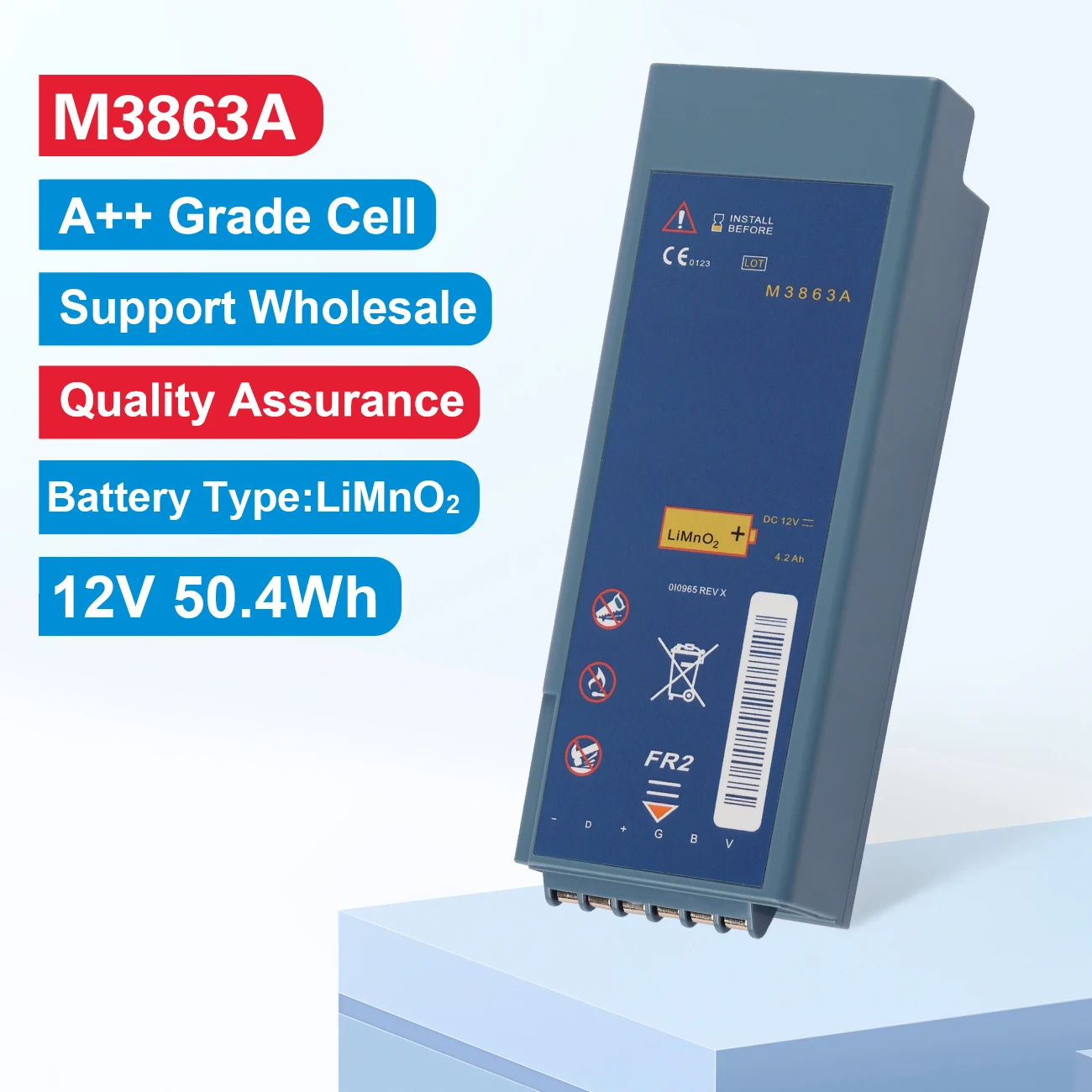 

M3863A Replacement Battery For Ph-ps FR2 AED Defibrillator M3860A M3861A M3840A M3841A 12V 4.2Ah 50.4WH