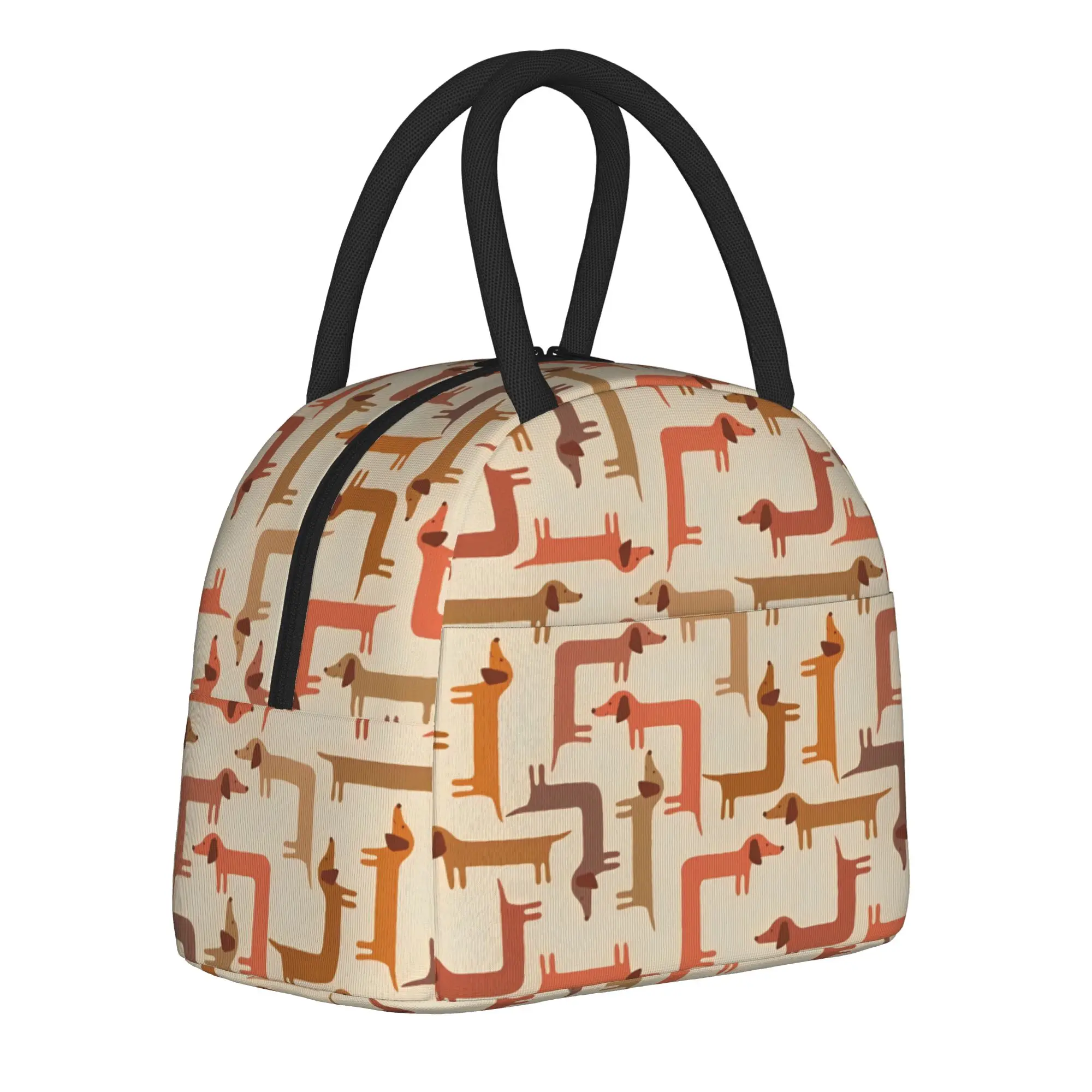 Dachshund Christmas Insulated Lunch Bag High Capacity Dogs Animal Reusable Thermal Bag Tote Lunch Box School  Picnic Food Bag
