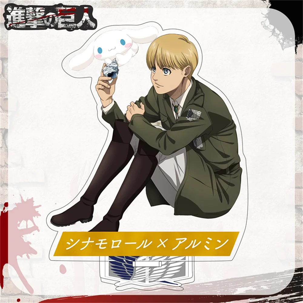 15 سنتيمتر هجوم على تيتان أنيمي الشكل مزدوجة الوجهين الاكريليك حامل نموذج لوحة زخارف مكتب الدائمة علامة هدايا لصديق Shingeki #3