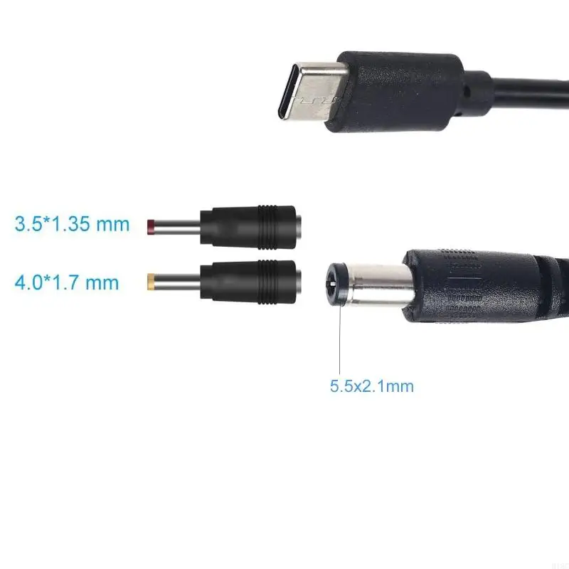 918C USB C para 5,5x2,1mm 3,5x1,35mm 4,0x1,7mm conversor alimentação para roteadores