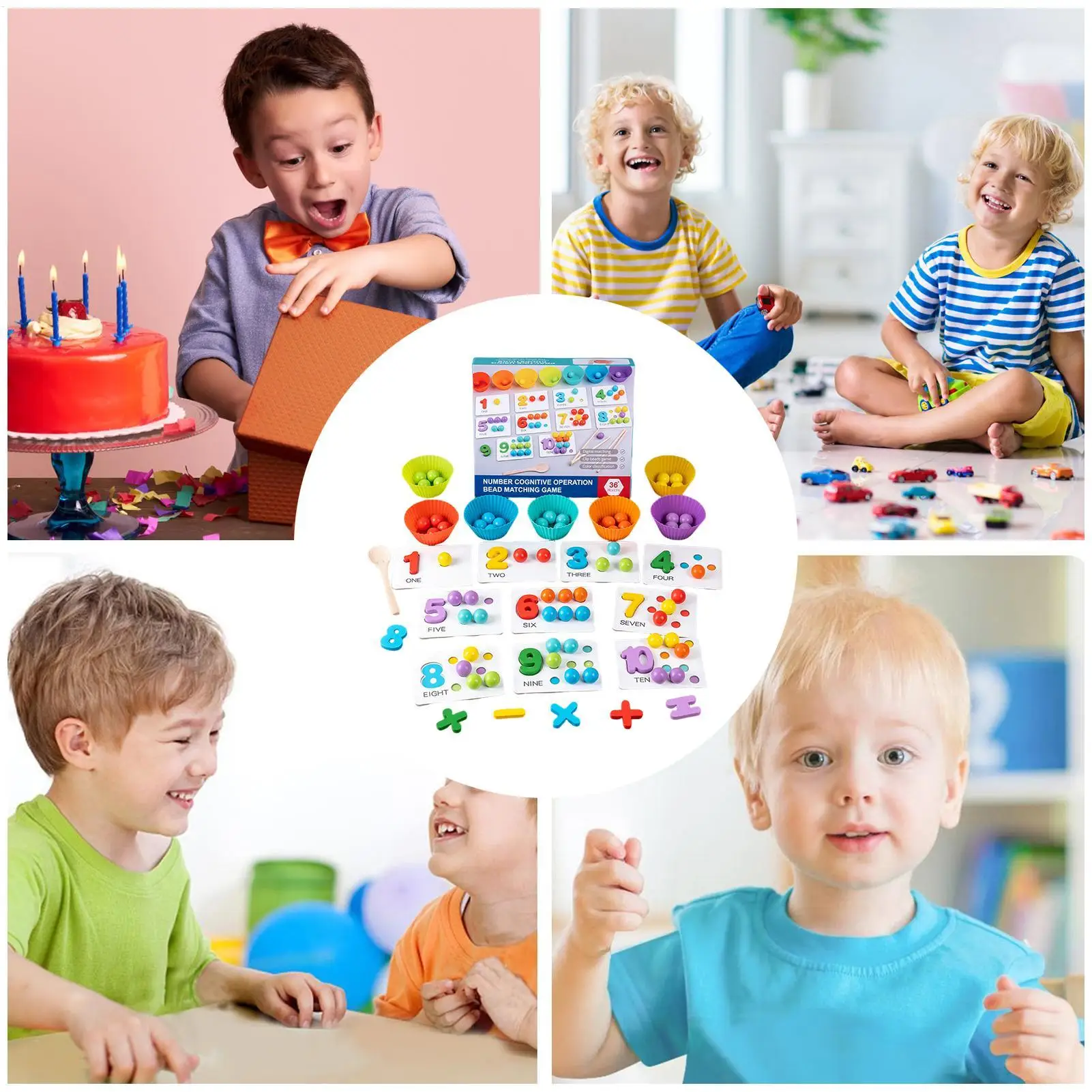 Silicone Bead Math Toy Number Teaching Beads With Chopsticks Colorful Educational Number Recognition Game For Children's Day