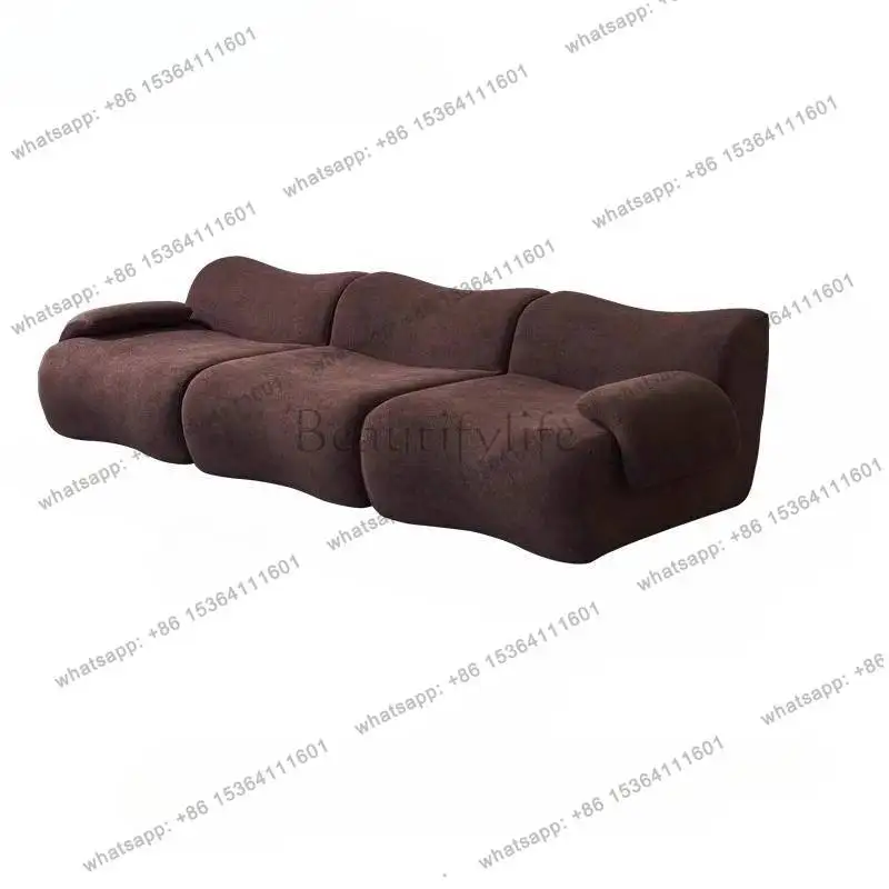 Design Brown European Sofas Large 3 Seater Armrest Recliner Living Room Sofas