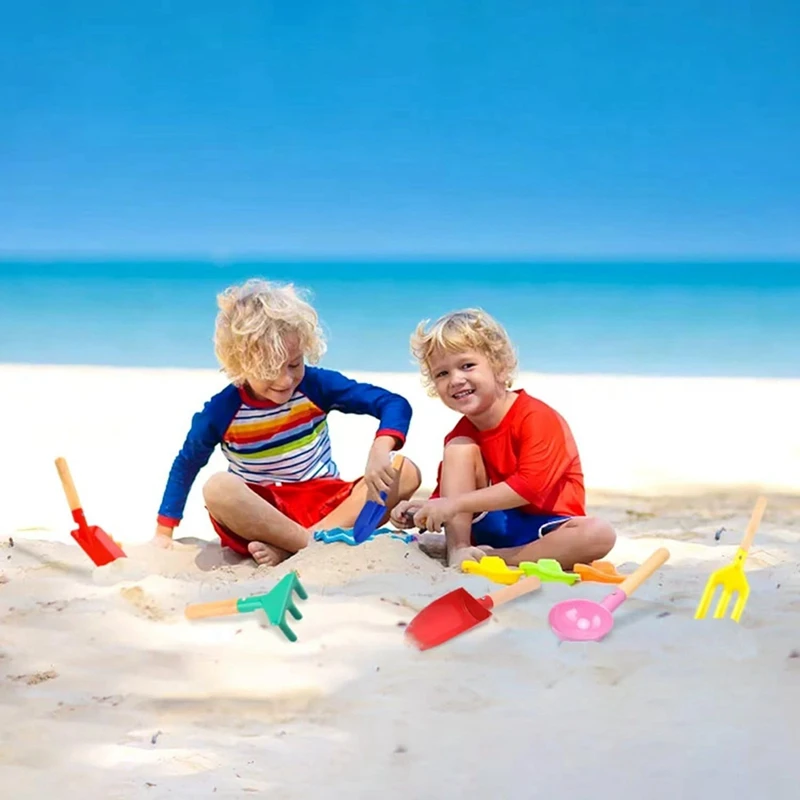 Giocattoli da spiaggia per bambini, Set da 6 pezzi attrezzi da giardinaggio per bambini Set di giocattoli di sabbia, attrezzi da giardinaggio in metallo, pala da spiaggia