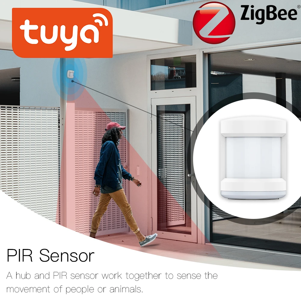 Sensor de movimiento infrarrojo Mini Tuya ZigBee, batería de 170 grados, cobertura de detección de 7 metros para sistema de alarma antirrobo