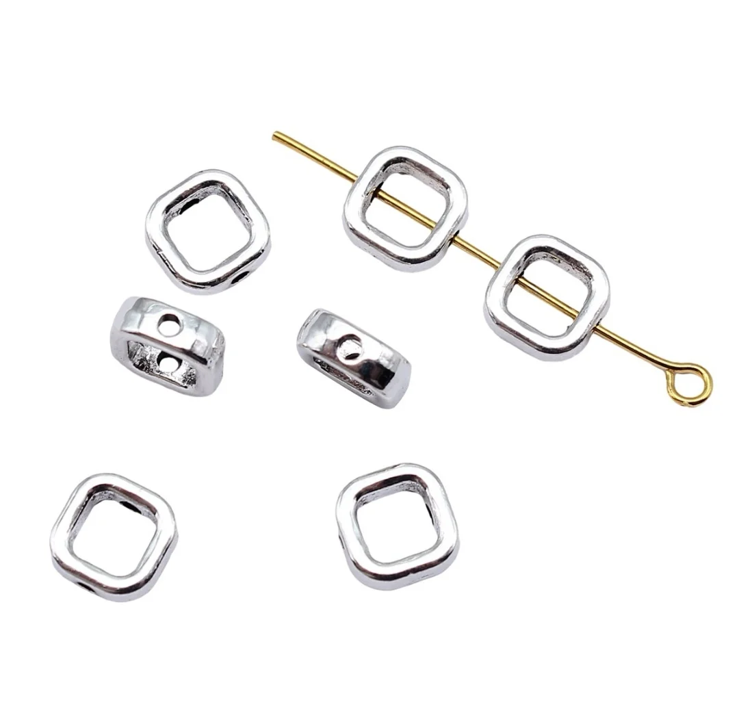 

40pcs 8x8x3mm handmade accessories Zinc alloy metal square bead TJHW2631