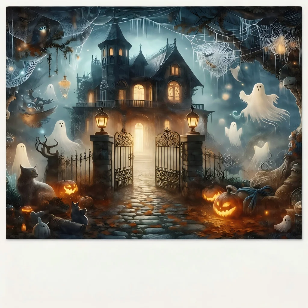 Fantasy Jigsaw Puzzle for Adults-Halloween Ghost House,Ocean Cliff Spaceship,Glowing Heart Beach&Hand Nature Landscape Toy Gift