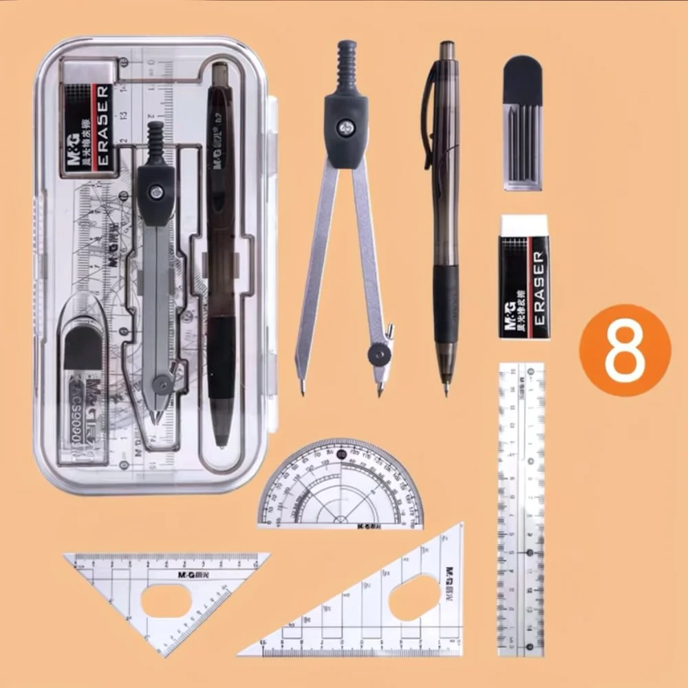 For For M G Drafting Kit Geometry Drawing Compass Ruler Set School Math Stationery Tools Student Exam Accessories Box
