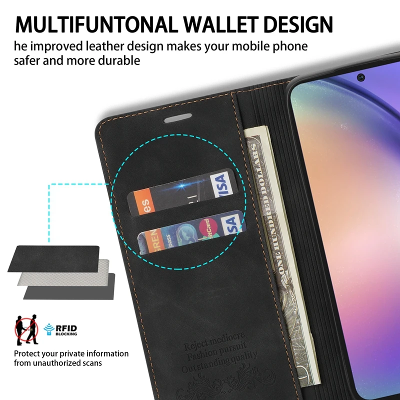 Brieftaschen-Kartenfach Magnetisches Flip-Lederetui für Samsung Galaxy S26 Ultra S25 Plus S24 FE A08 A16 A17 A18 A27 A36 A37 A55 A56 A57 – Detail 6
