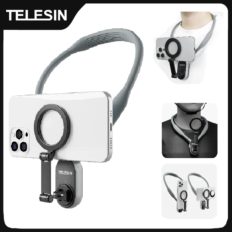 TELESIN Magnetic Phone Silicone Neck Mount Quick Release Hold for Iphone 15 14 13 12 11 SAMSUNG HUAWEI XIAOMI Phone Accessories