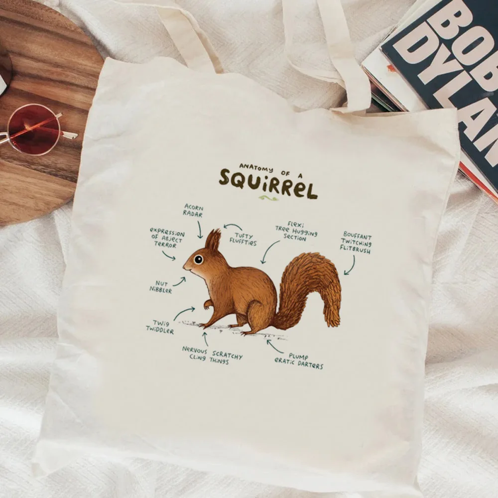 Squirrel shopping bag bolsas de tela cotton grocery canvas bag cloth bolsas reutilizables boodschappentas sac cabas custom