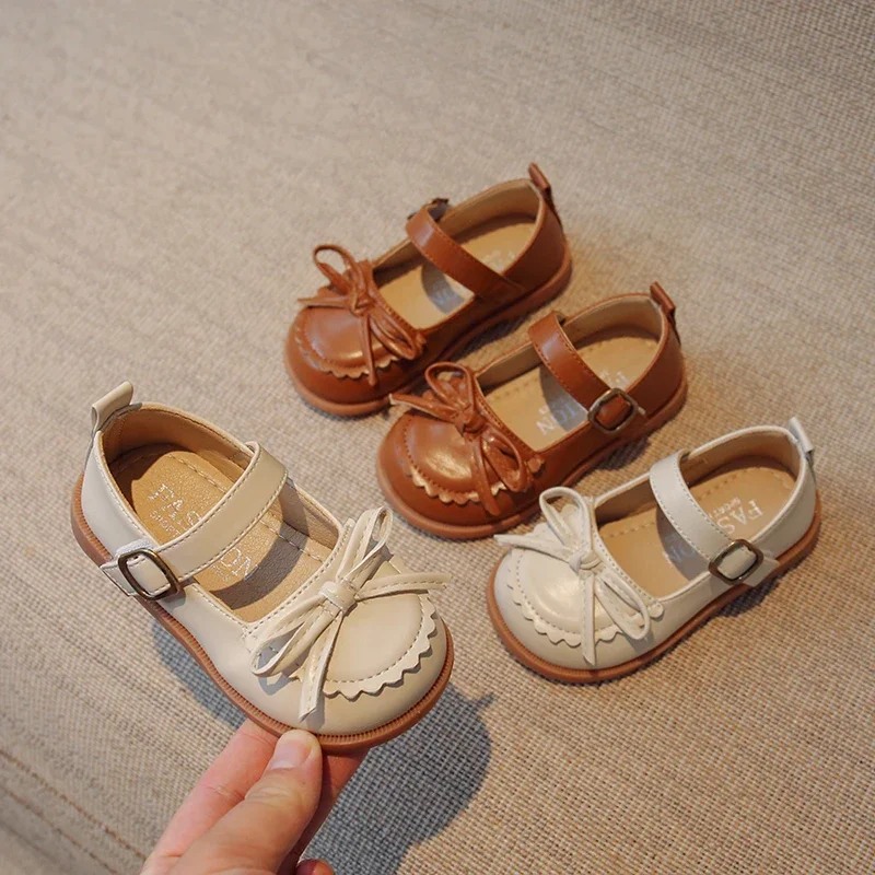 

Little Girls Shoes Spring Autumn Kids Soft PU Leather Shoes for Girl School Mary Jane Cute Sweet Flats Shoes Brown, Beige, Black