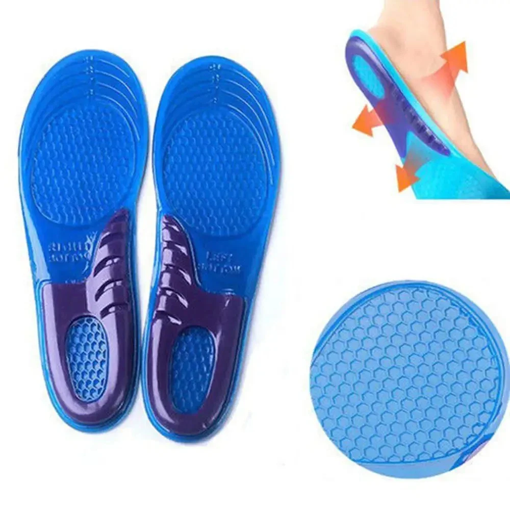1 Pair Man Women Orthotic Arch Support Massage Insole Uni Silicone Anti Slip Gel Soft Sport Shoe Pad Shock Absorption