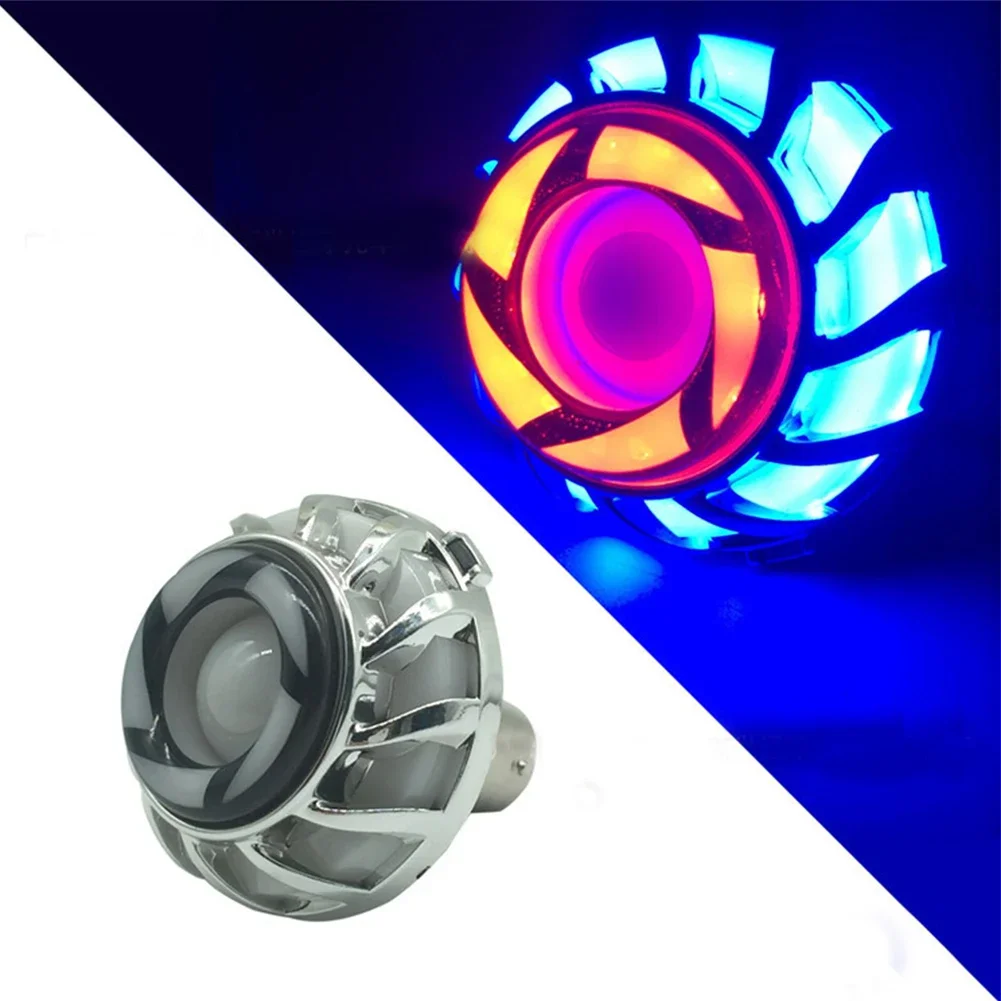 Car Motorcycle Headlight LED Angel Devil Eyes Headlight Projector Lens High/Low Beam Strobe Spotlight DRL Dual Halo Lamp