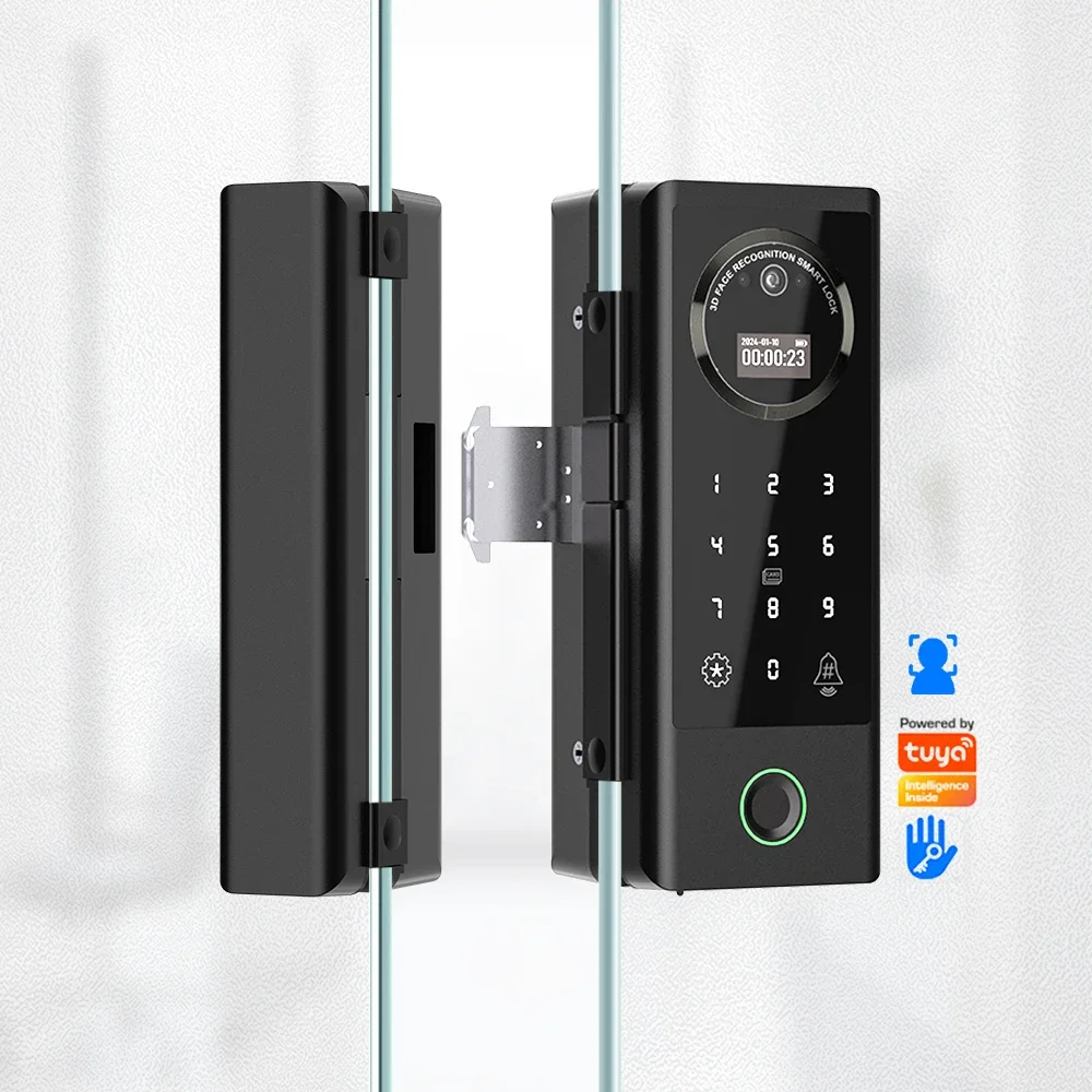 Yyhc3D Face Recognition Smart Lock Glass Sliding Door APP Wifi TTlock Digital Fingerprint For Office Smart Lock Door Locker