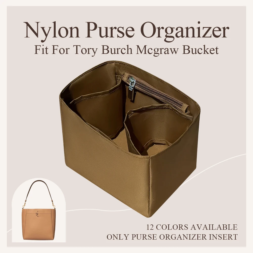 

Nylon Purse Organizer Insert Fit for Tory Burch Mcgraw Bucket Bag Slim Inner Liner Bag Organizer Insert Lightweight Inside Bag