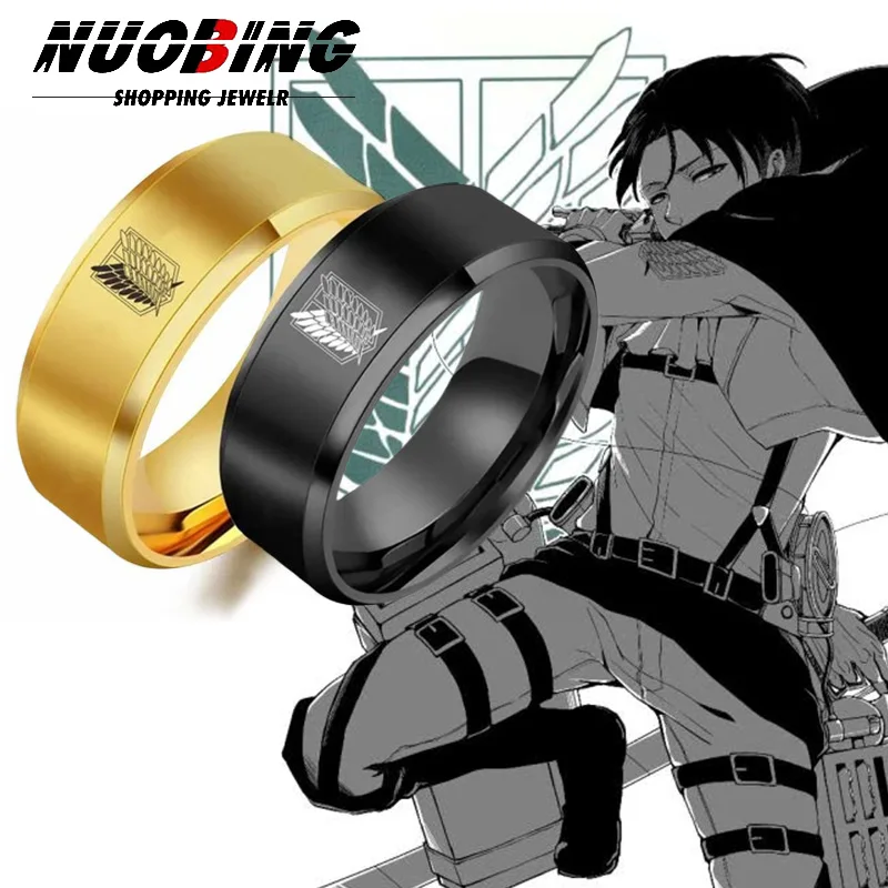 

Anime Attack Titan Stainless Steel Ring Role-playing Levi's Wings Of Freedom Neutral Ring Jewelry Accessories Gift