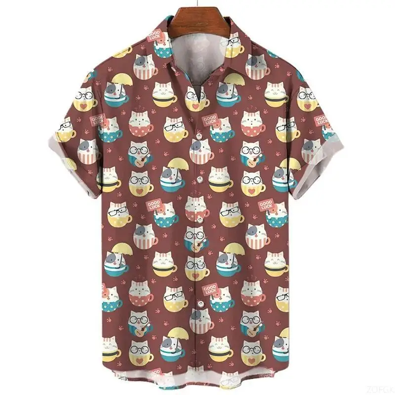 قمصان هاواي قصيرة الأكمام للرجال الصيف أنيمي نمط الجرافيك طباعة الكرتون الأزهار المتضخم الأصلي Harajuku الفاخرة القوطي جديد