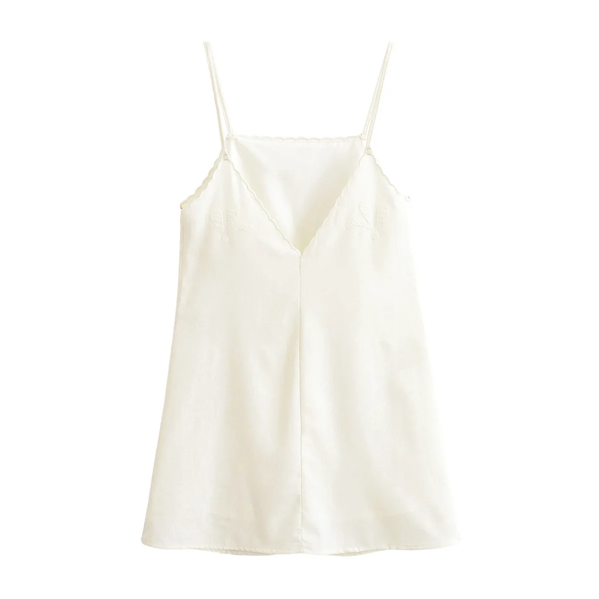 Woman's Embroidered Hollow Mini Dress Sexy Spaghetti Straps High Waist Suspender Dresses Versatile Summer New Female Dress