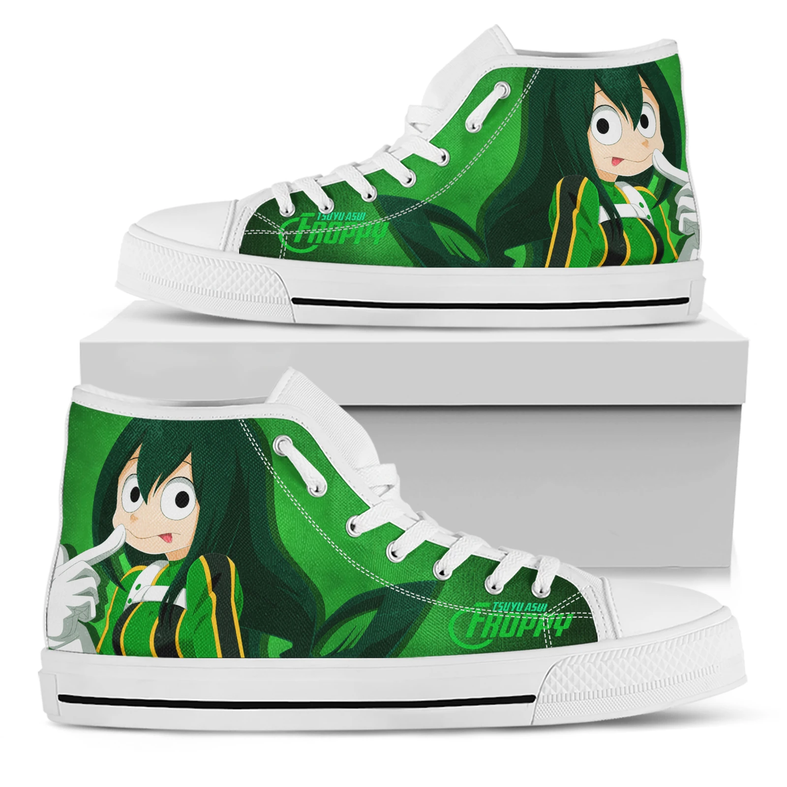 Elviswords My Hero Academia Cartoon Animatie Bedrukt Groen Canvas Damesschoenen Lichtgewicht Veterschoenen Voor Dames Gevulkaniseerd