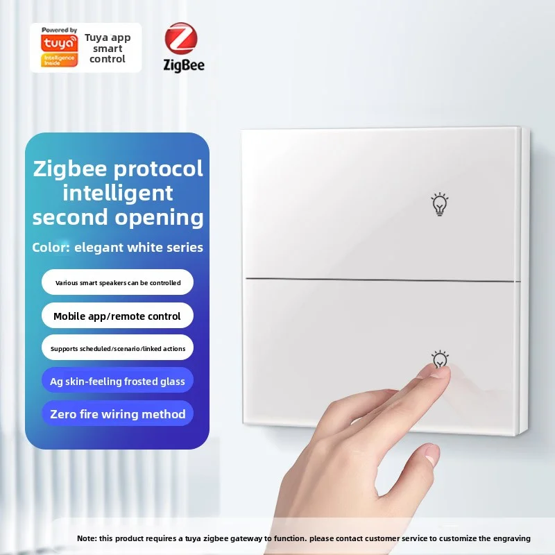 الكتابة على الجدران زيجبي 86 نوع زر ذكي التبديل واحد صفر النار الزجاج لوحة التطبيق التحكم الصوتي المنزل الذكي مع ضوء المؤشر الليلي #3