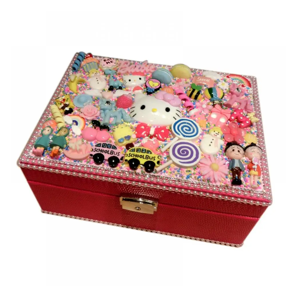 Diy Jewelry Box Kawaii Sanrio Hello Kitty Anime Figure Storage Accessories Necklace Earrings Ring Child Princess Gift Birthday