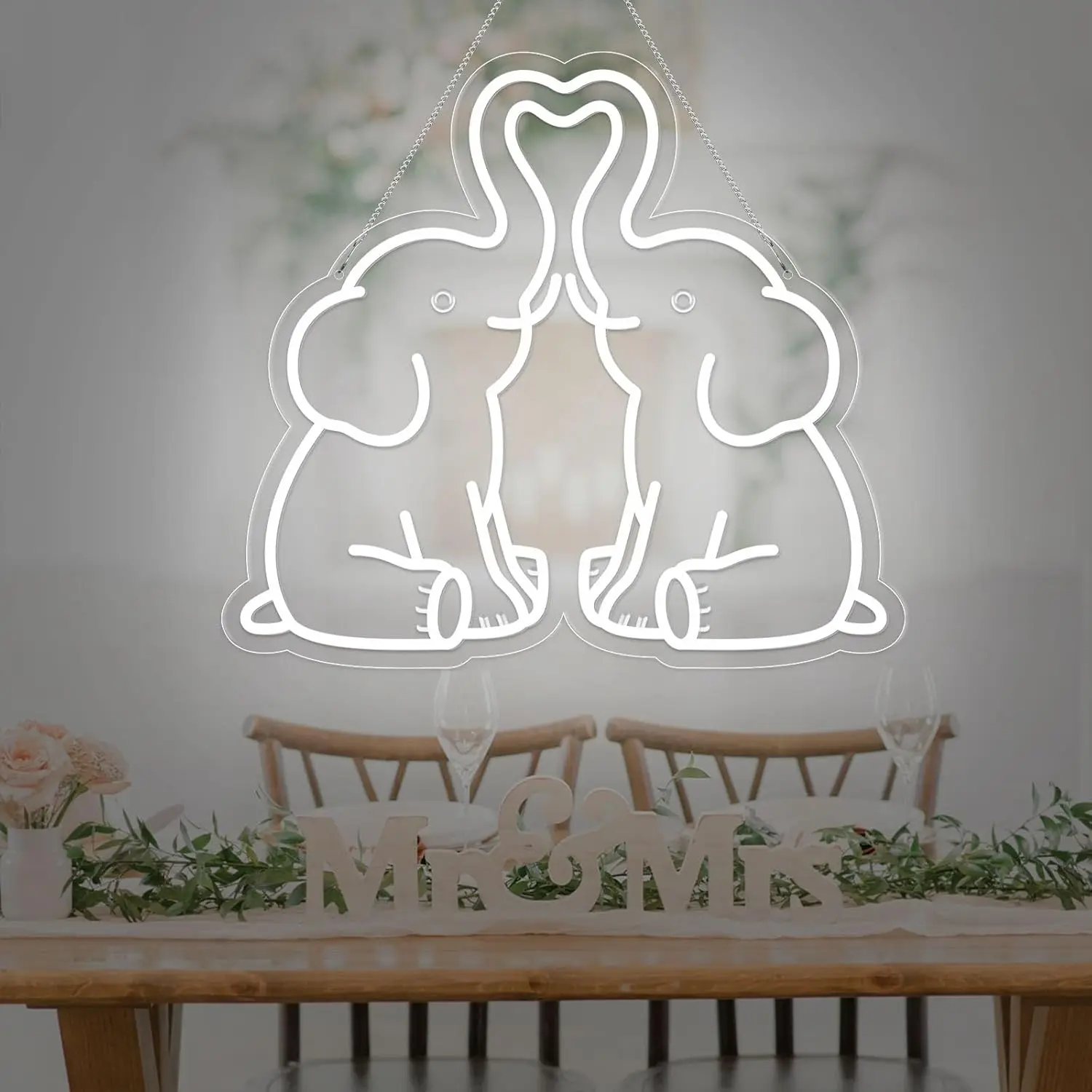 Elephant LED Neon Sign for Wall Decor 5/12V USB Dimmable Living Room Decor for Party Bedroom Wedding Birthday Christmas Gift