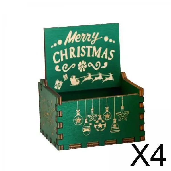 

Wooden Engraved Christmas Music Box Mini Hand Crank Ornament Gift for Festive Home Shop Display