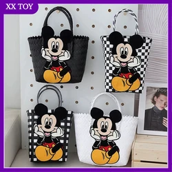 Kawaii Anime Mickey Minnie Figure Basket borsa tessuta borsa da donna Holiday Leisure Joker Beach Handbag Girl Toy Festival Gift