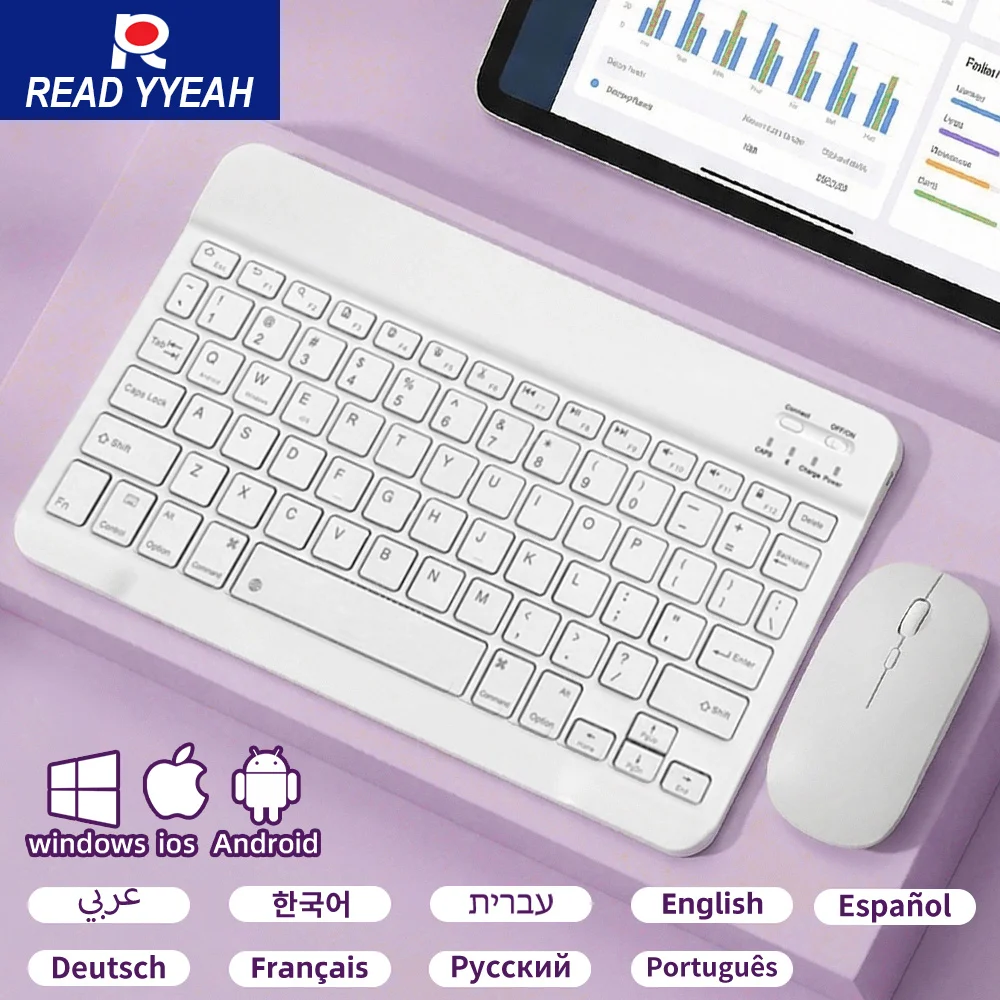 

Универсальная Bluetooth-клавиатура для iPad Air Pro Mini, беспроводная перезаряжаемая сенсорная клавиатура для телефонов Xiaomi, планшетов и ноутбуков