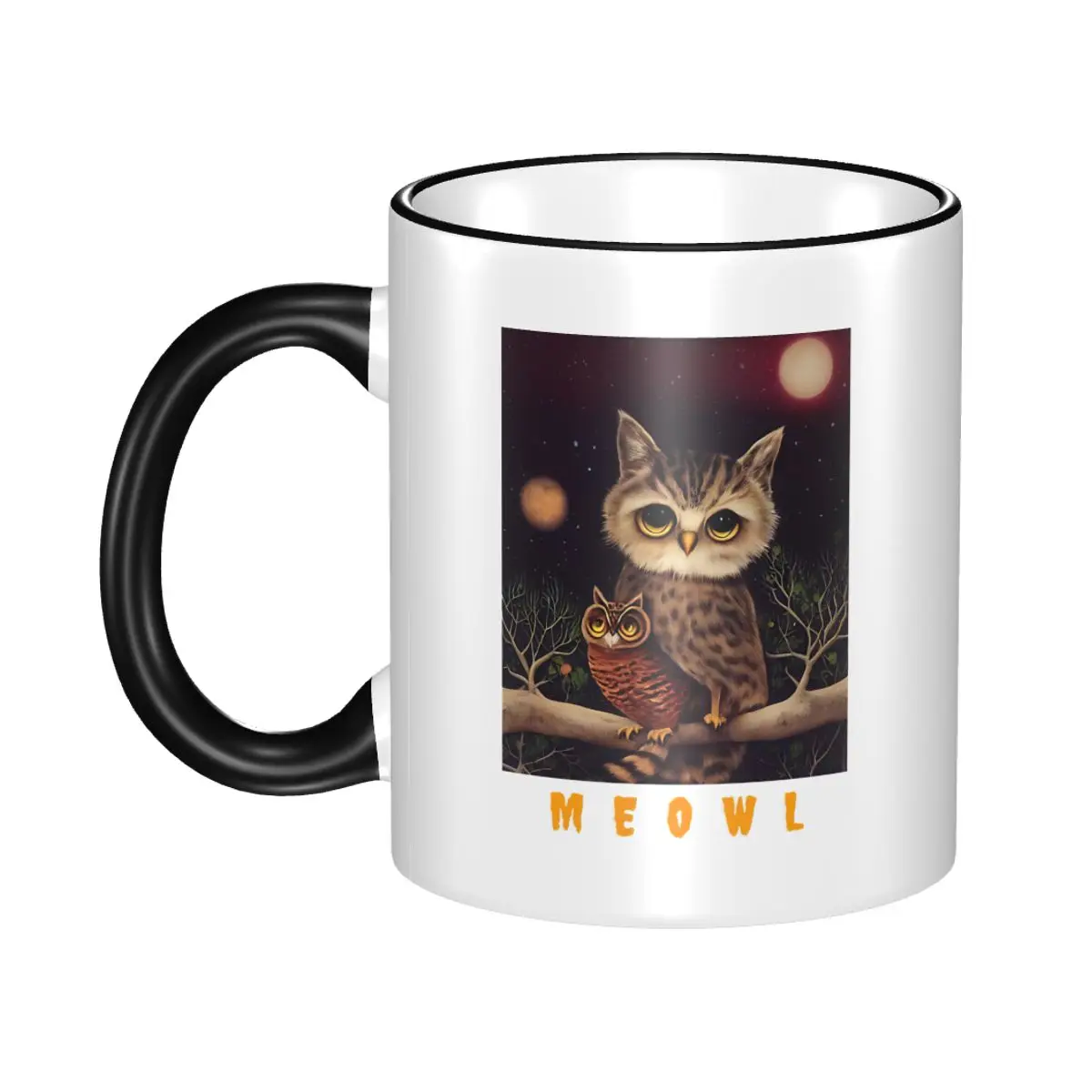 

Meowl Coffee Mugs Novelty Funny Cat Owl Meme Tea Cups For Office
