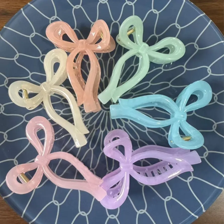 Simple three-dimensional bow clip, girl's style, hair on the back of the head, shark clip, hair clips, hair accessories wholesa - Detail 1