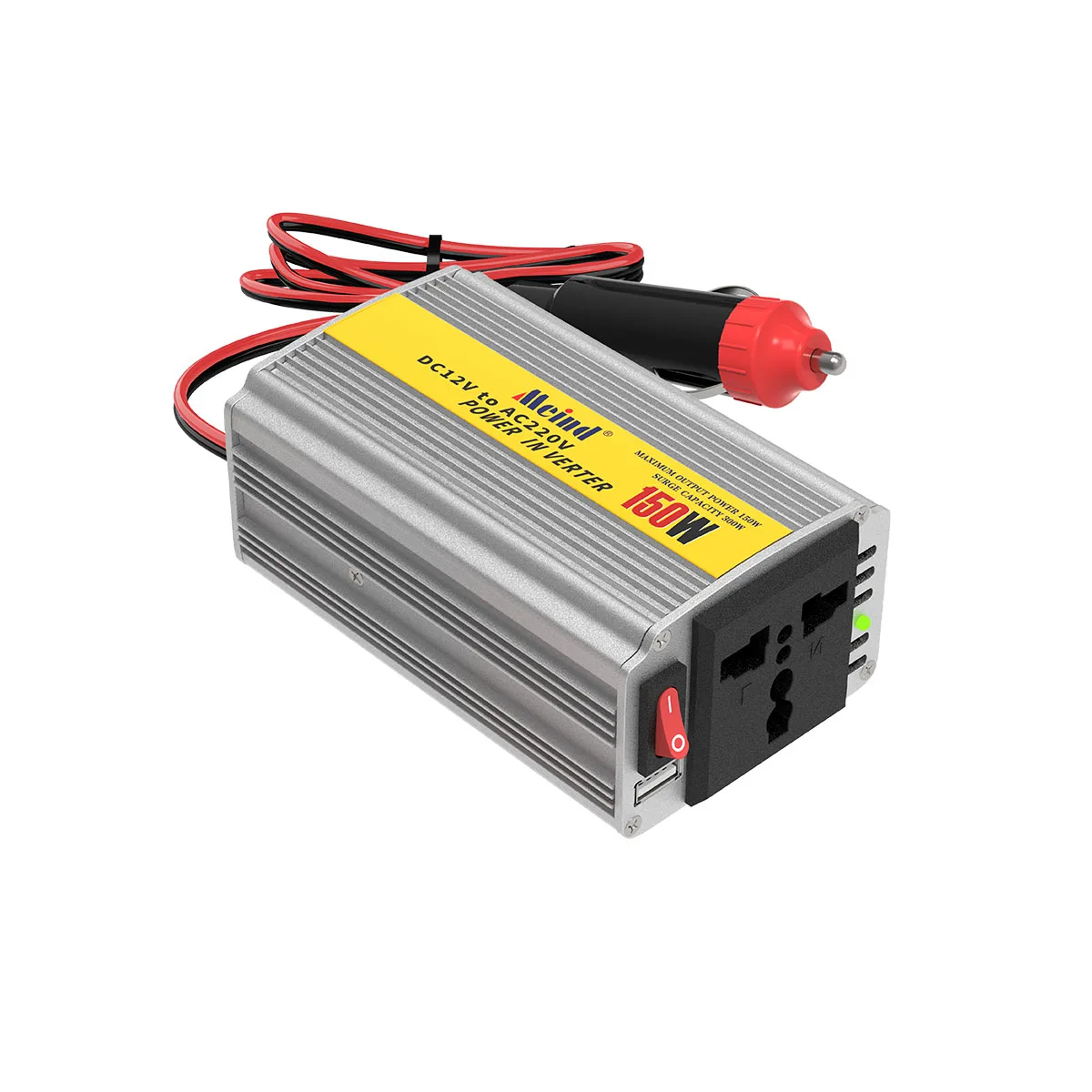 Meind 150W Power Inverter DC 12V to 220V AC Car Inverter with 2.1A USB Car Adapter