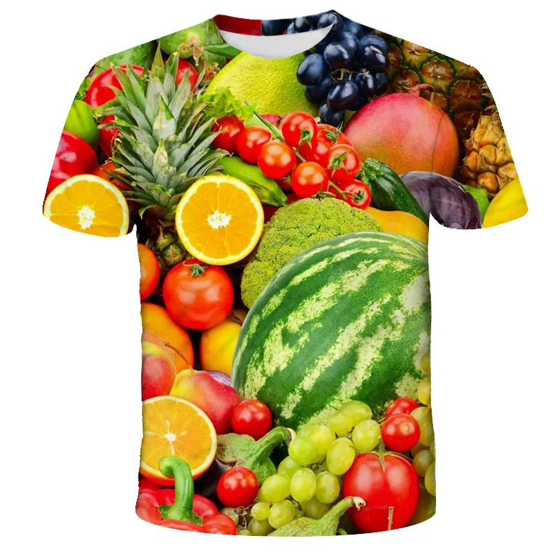 Strawberry Orange Fruit Pattern T-Shirt For Men Cake Dessert 3D Printed Tees Summer Casual Short Sleeve O-Neck Tops T Shirts