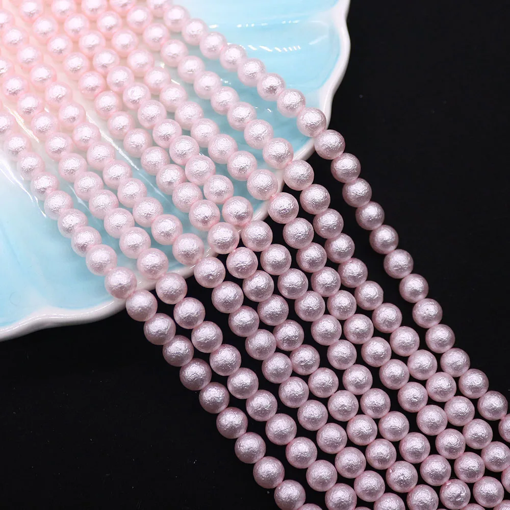 

6x6mm Stylish Tiny Cotton Round Glass Imitation Pearls Straight-Hole Loose Colorful Beads DIY Necklace Jewelry Accessories
