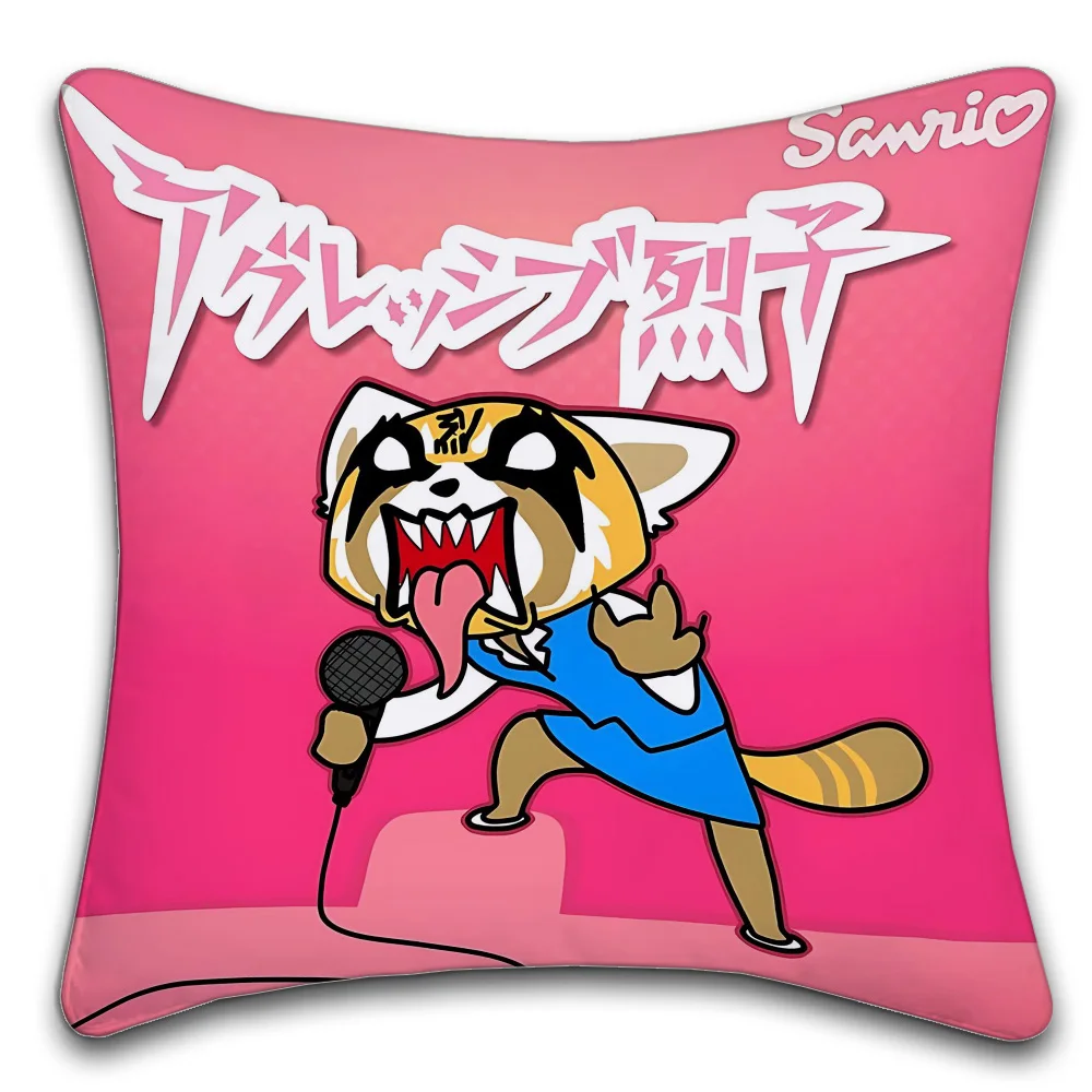 Sanrio Aggretsuko Decorative Room Aesthetics Pillow Case Home Decor Bedroom Sofa Bed Pillow Cover 45x45