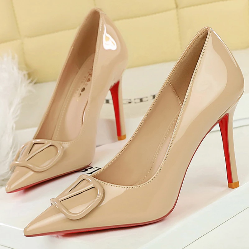 BIGTREE Scarpe da donna Décolleté Moda Nuovo stile Tacchi alti Scarpe da festa sexy in vernice Tacchi da donna 10 CM Tacchi sottili di lusso 2025