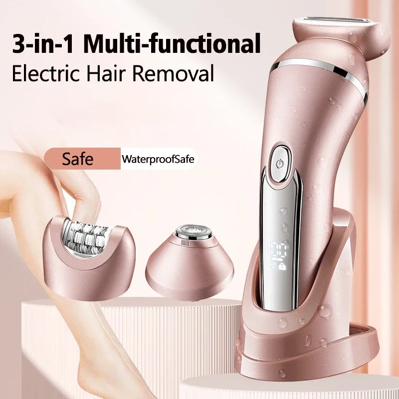 Electric Shaver for Women Lady Epilator Electric Razors Kit Painless Hair Remover for Face Chin Arm Leg Armpit Bikini Trimmer