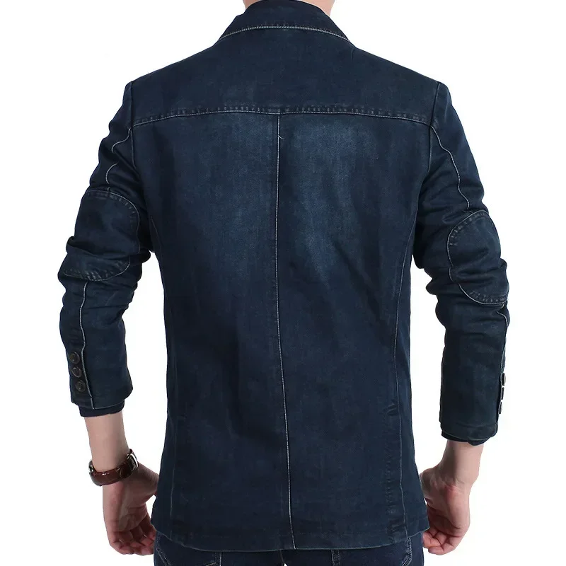 

4XL Mens Denim Blazer Men Fashion Cotton Vintage Suit Outerwear Male Blue Coat Denim Jacket Men Slim Fit Jeans Blazers MY161